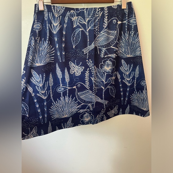 MissLook Women’s Asymmetrical Skirt Cotton All over Print Birds Blue/White Sz LG - Picture 8 of 10